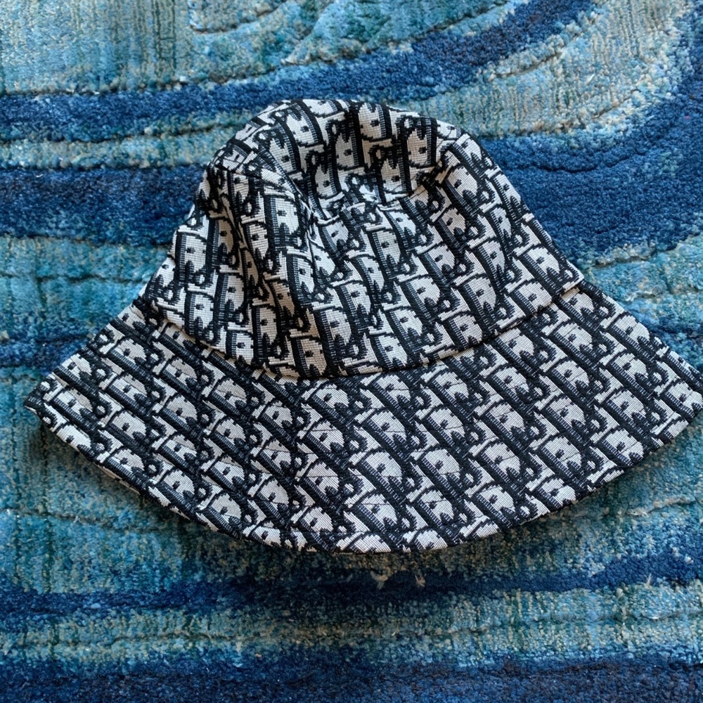 Dior Vintage Monogram Oblique Bucket Hat Black